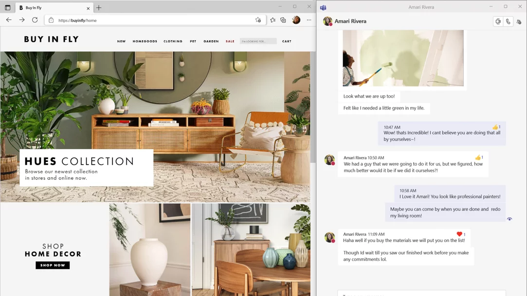 بررسی قابلیت Snap Layouts در ویندوز برای مولتیتسکینگ بهتر 1 MSFT Computer screen showing snap layout with Microsoft Teams on one side and an arts t772Xj5P05