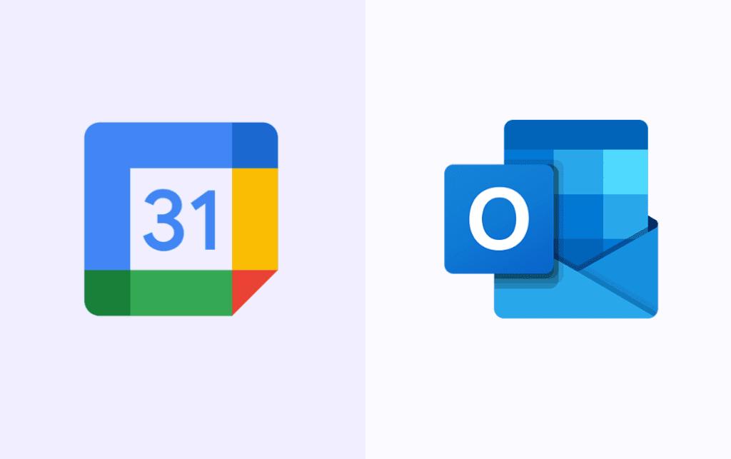 Google Calendar با Microsoft Outlook Calendar