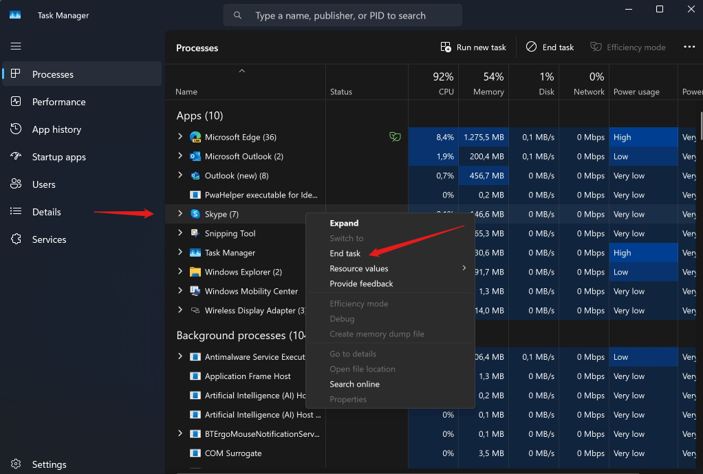 بررسی دیسک‌ها در Task Manager و آزادسازی منابع
