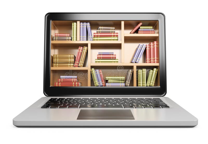 آموزش ساخت کتابخانه دیجیتال شخصی روی لپتاپ 1 d laptop digital library concept white background 44695932
